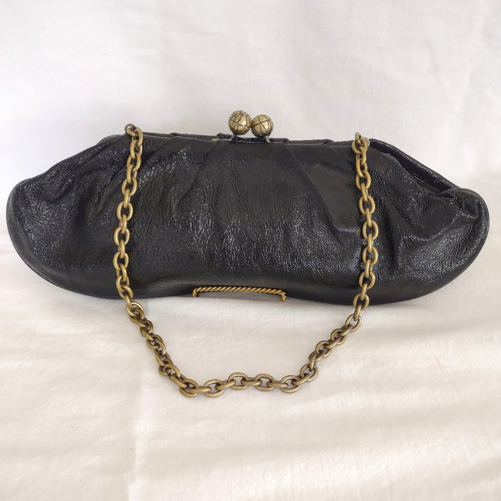 Franchi Collection Vintage Black Patent Leather Clutch Purse